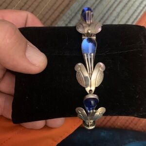 BlueTopaz Sterling Silver Handmade Ethnic Bracelet